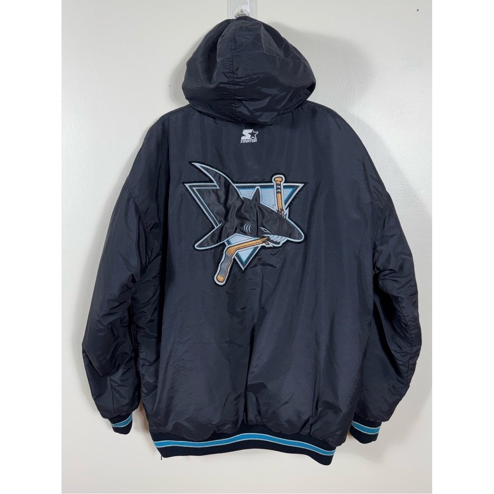 Vintage 1990s Starter Mens San Jose Sharks Puffer Jacket Coat XL NHL Hockey